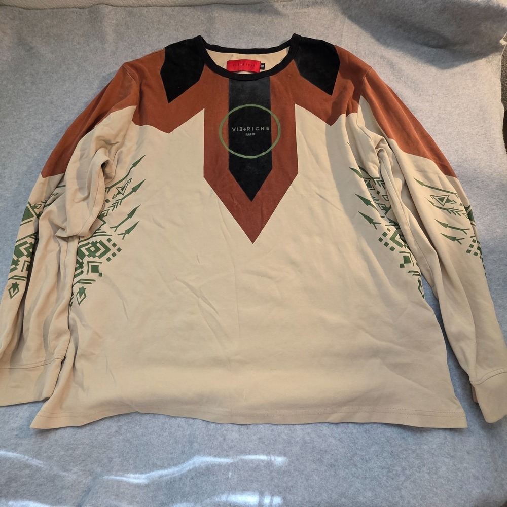 Vie Riche Paris Long Sleeve‎ Shirt Men's 3XL Tribal Velvet Urban Streetwear Y2k